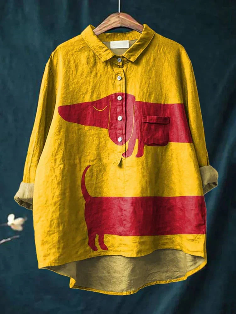 Charlie™ - Artystyczna koszula z motywem psa