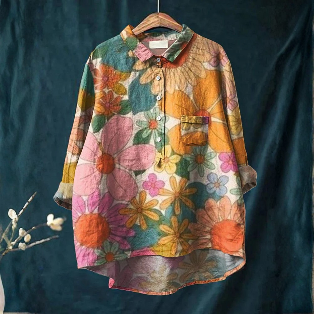 Layla™ - Artystyczna koszula z motywem kwiatowym