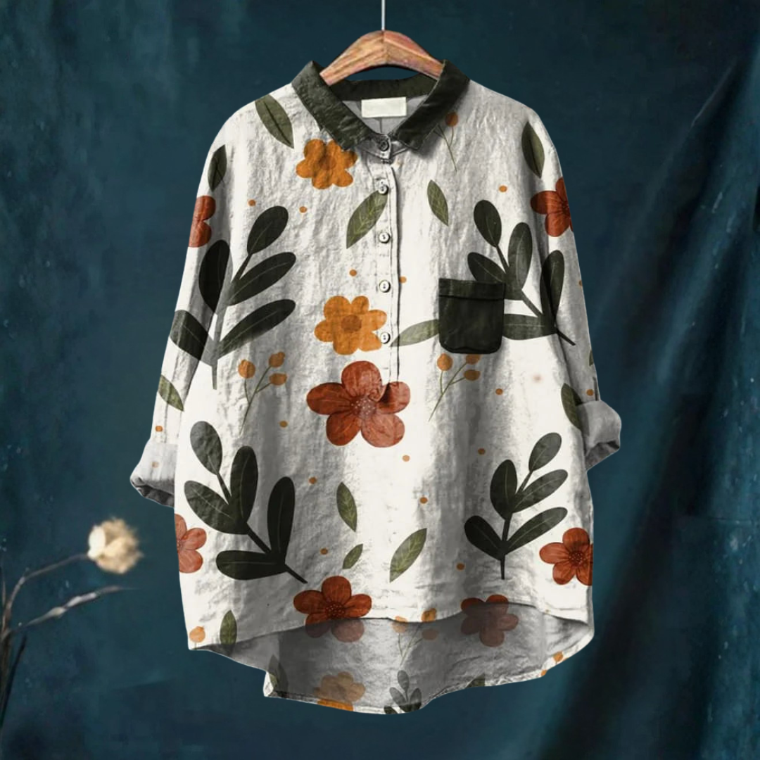 Koda™ - Koszula Artystyczna z Wzorem Roślinnym